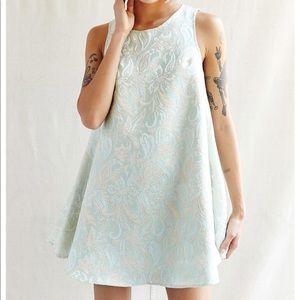 Urban Renewal mint and gold brocade babydoll dress